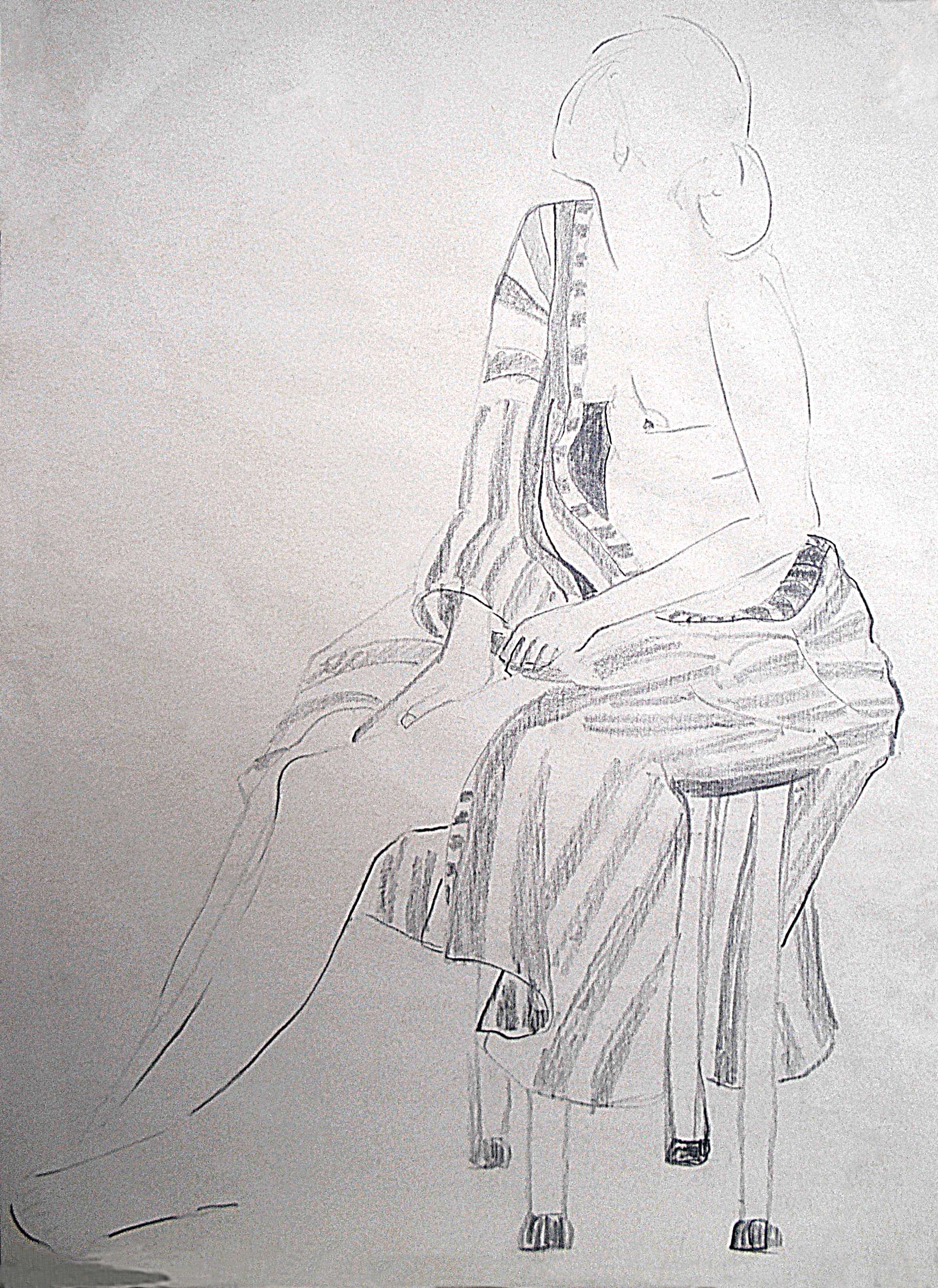 01 Maedchenakt 1 2002 Zeichenkohle auf Papier 35x50