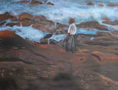 04 Mann am Meer 2 2010 Acrylfarbe Pastellkreide auf Papier 40x50