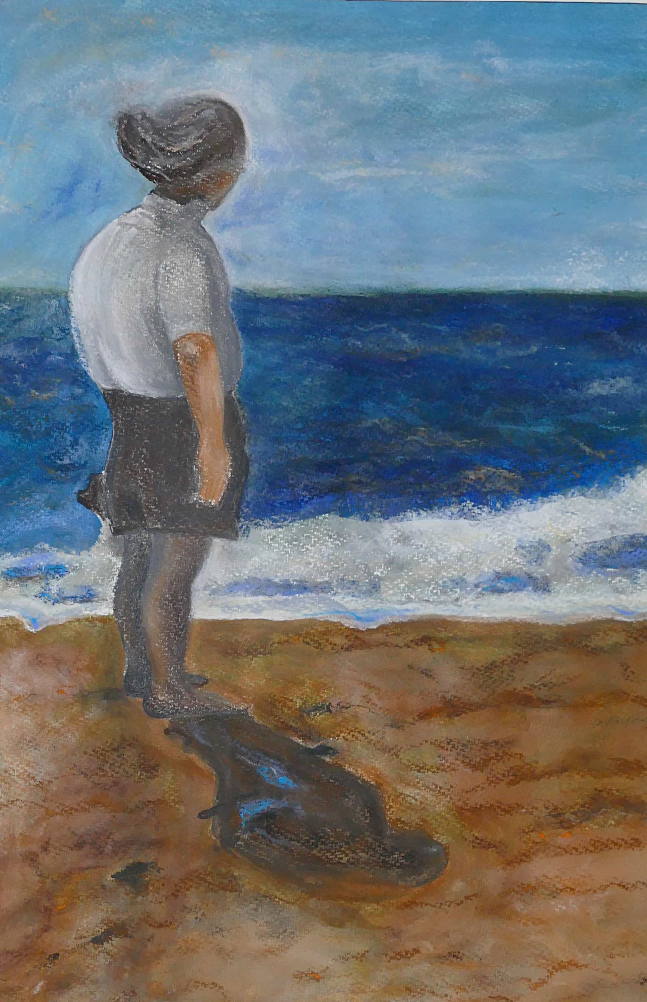 11 Mann am Meer 7 2011 Acrylfarbe Pastellkreide 35X55
