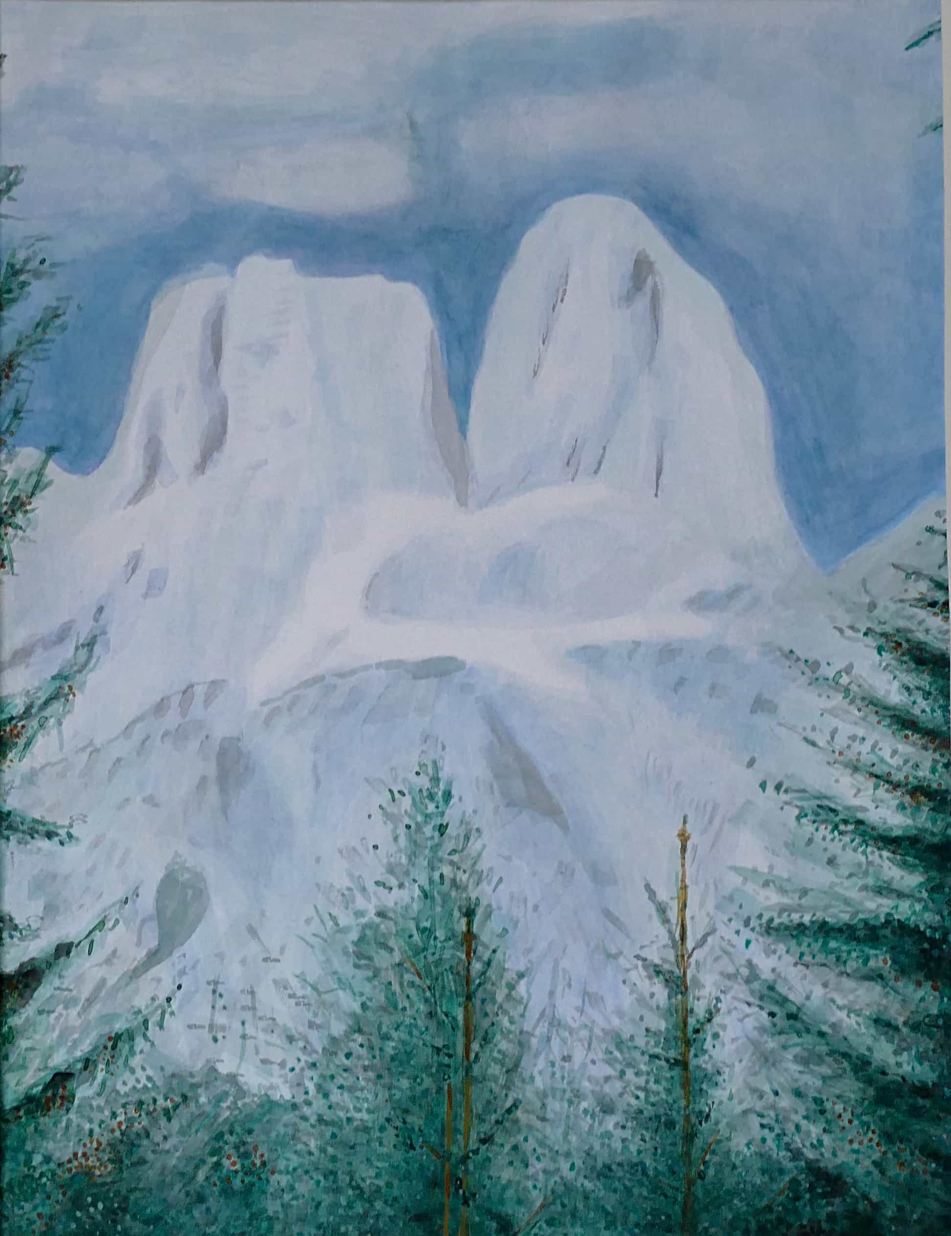 14 Bischofsmuetze 2019 Aquarellfarbe auf Papier 30x45