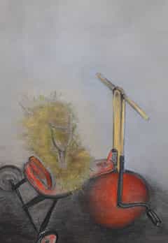 07 Dreirad mit Federbausch 2010 Pastellkreide auf Papier 35x50