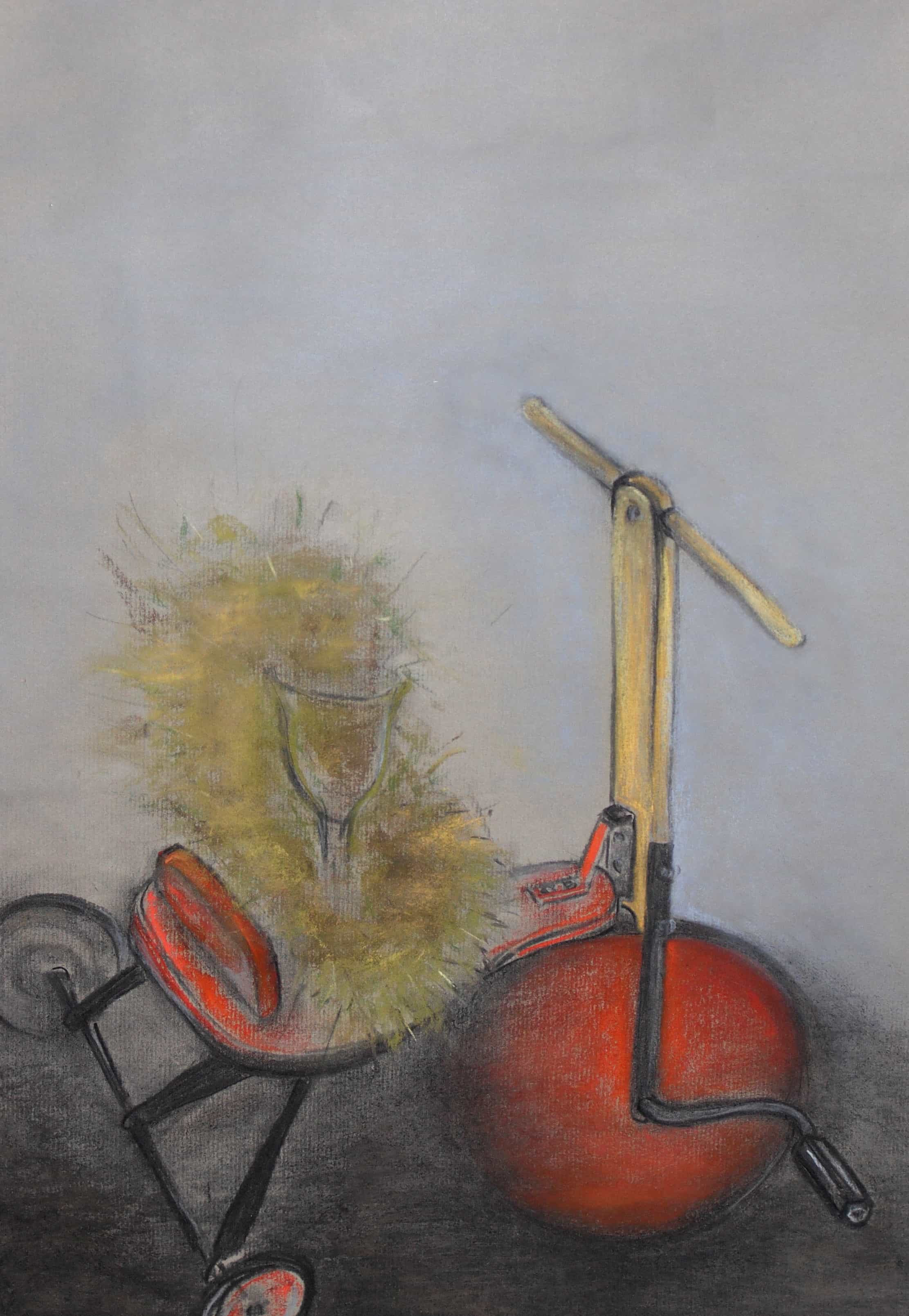 07 Dreirad mit Federbausch 2010 Pastellkreide auf Papier 35x50